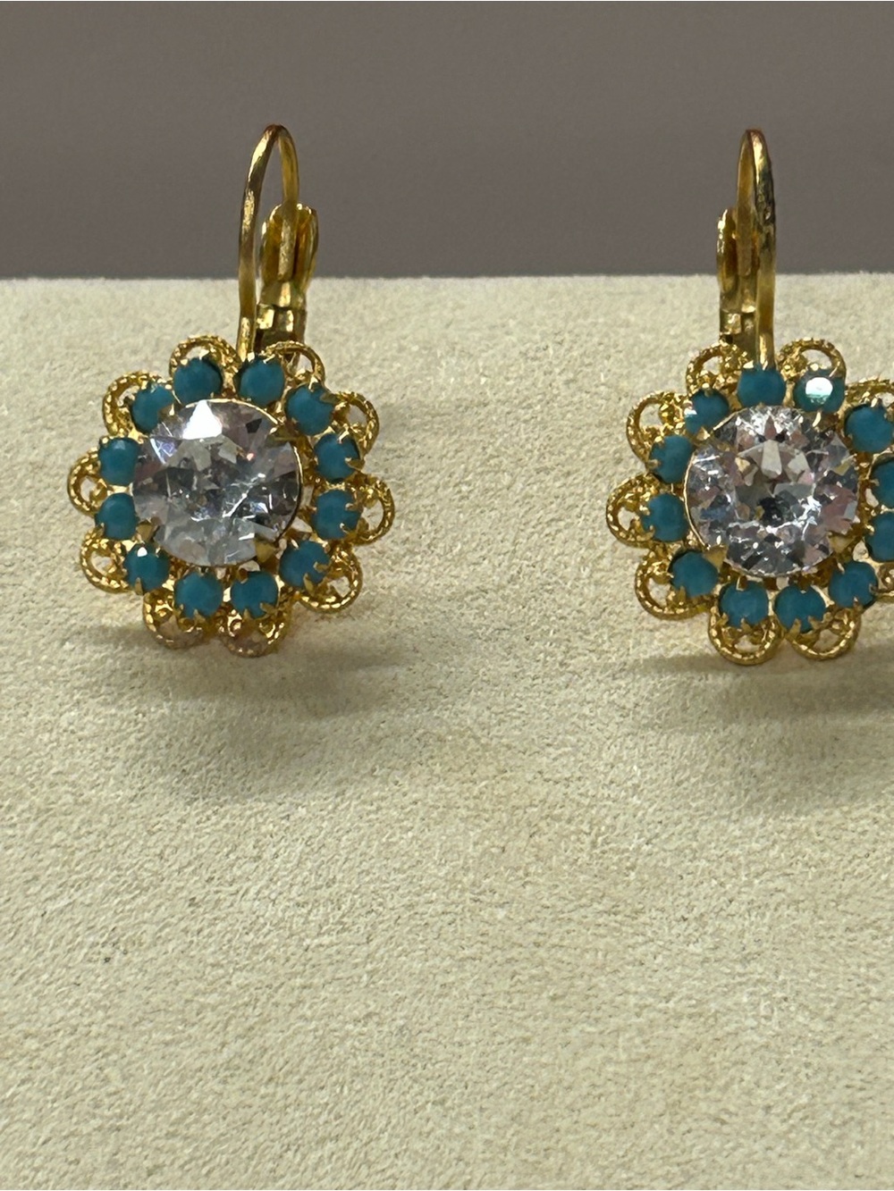 Liz Palacios sparkling gold tone Swarovski crystal drop earrings
